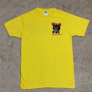 Black Cat Staff Yellow Short Sleeve Crewneck T-Shirt Unisex Men's Adult Sz Small